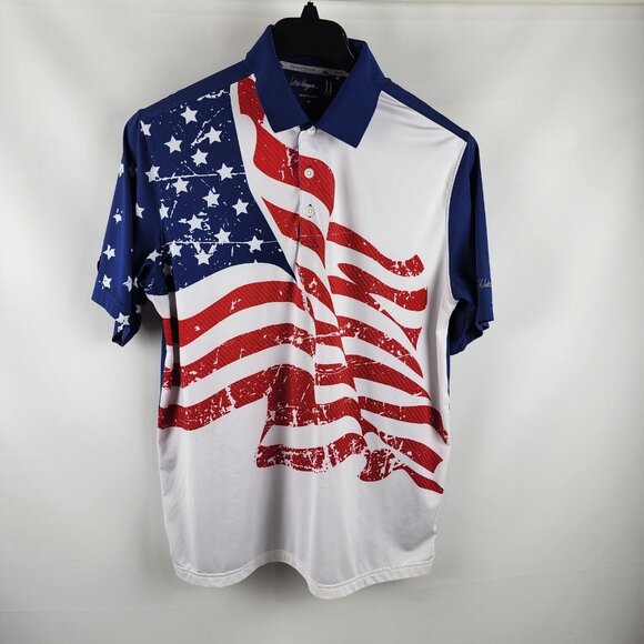 Walter Hagen Shirt Mens Multi Medium Folds of Honor American Flag Golf Polo - Picture 1 of 7